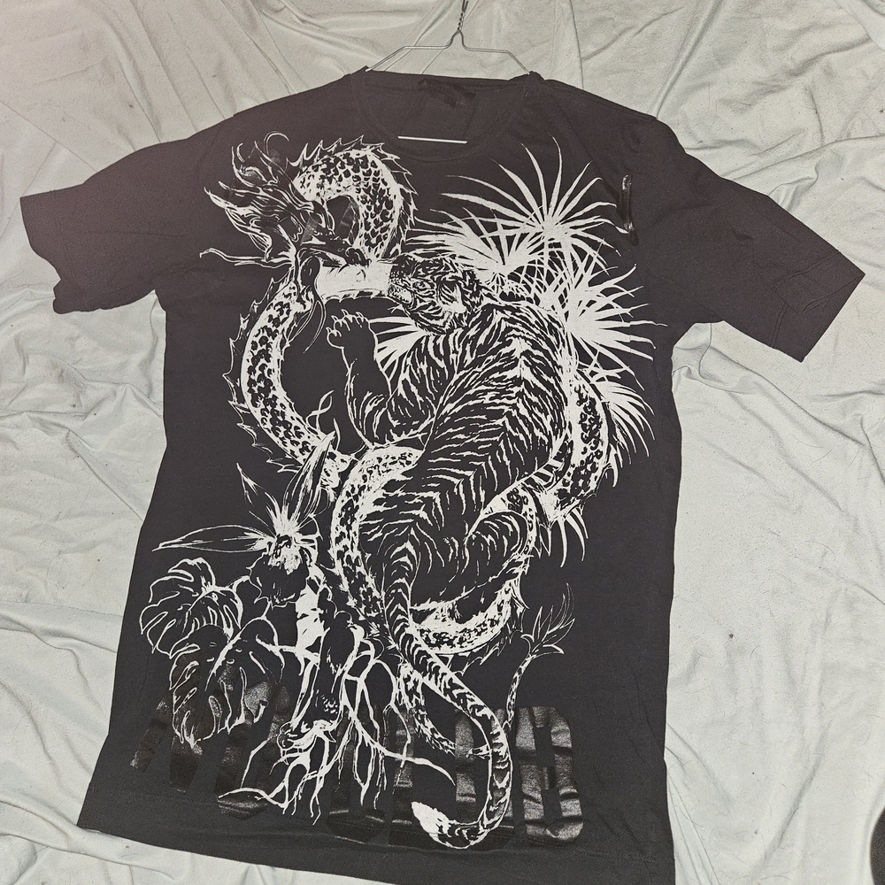 Diesel Black And Silver  Black Graphic Tee with Silver Design
